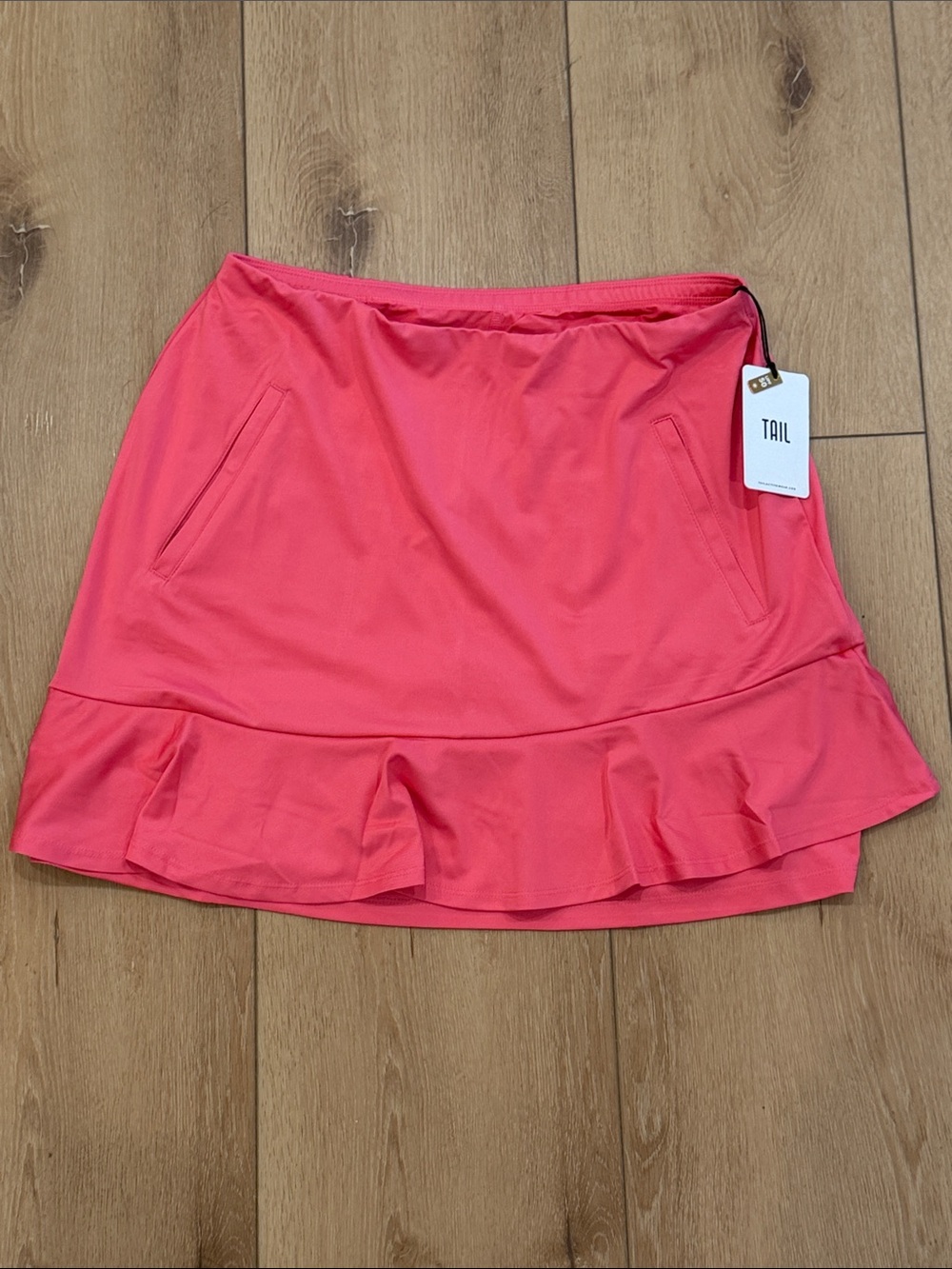 TAIL Coral Pink Ruffle-Hem Mini Skirt